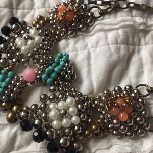 Anthropologie beaded bow statement necklace